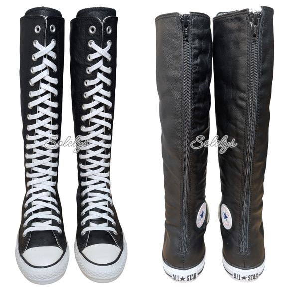 Converse 2010 XXHI Black Leather Lace Up Zip Back Sneaker Boot Womens 6 RARE - Picture 2 of 13